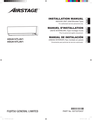 Installation manuel | Fujitsu ASUA12TLAV1 Guide d'installation | Fixfr