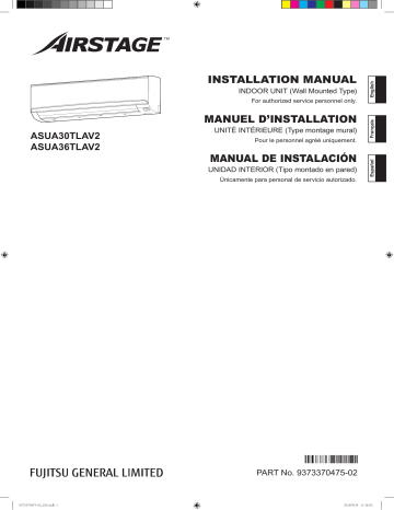 Installation manuel | Fujitsu ASUA30TLAV2 Guide d'installation | Fixfr