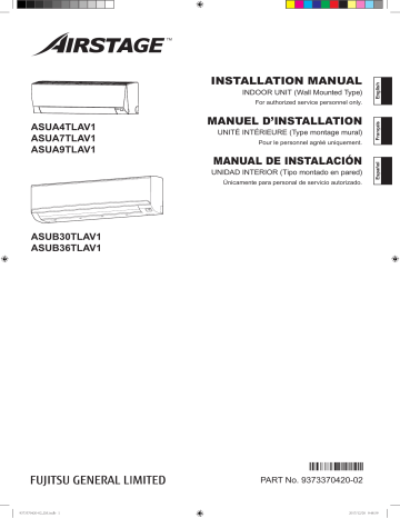 Installation manuel | Fujitsu ASUA4TLAV1 Guide d'installation | Fixfr