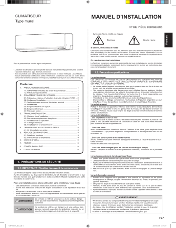 Installation manuel | Fujitsu ASUG09LZAS Guide d'installation | Fixfr