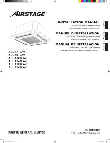 Installation manuel | Fujitsu AUUA12TLAV Guide d'installation | Fixfr