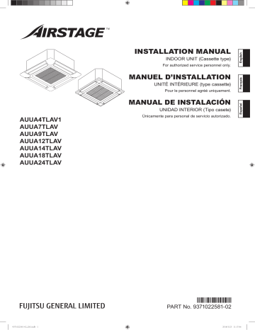 Installation manuel | Fujitsu AUUA12TLAV Guide d'installation | Fixfr