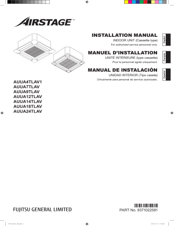 Installation manuel | Fujitsu AUUA4TLAV1 Guide d'installation | Fixfr