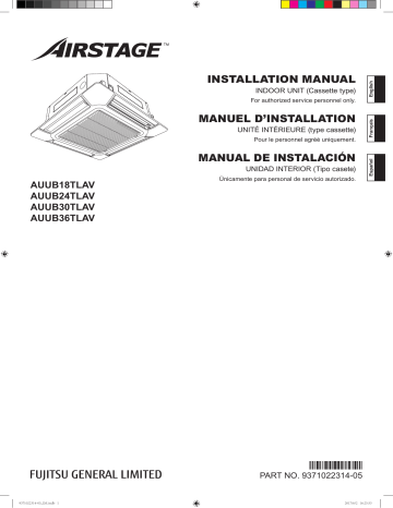 Installation manuel | Fujitsu AUUB18TLAV Guide d'installation | Fixfr