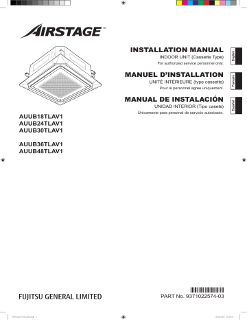 Installation manuel | Fujitsu AUUB18TLAV1 Guide d'installation | Fixfr