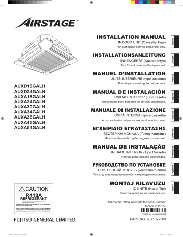 Installation manuel | Fujitsu AUXA18GALH Guide d'installation | Fixfr