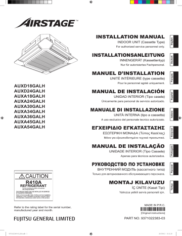 Installation manuel | Fujitsu AUXA18GALH Guide d'installation | Fixfr