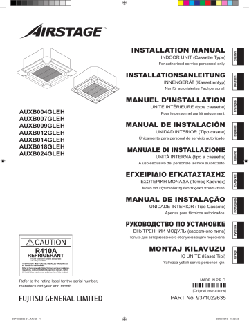 Installation manuel | Fujitsu AUXB004GLEH Guide d'installation | Fixfr