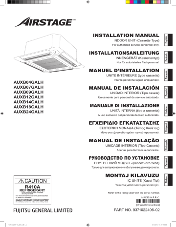 Installation manuel | Fujitsu AUXB04GALH Guide d'installation | Fixfr