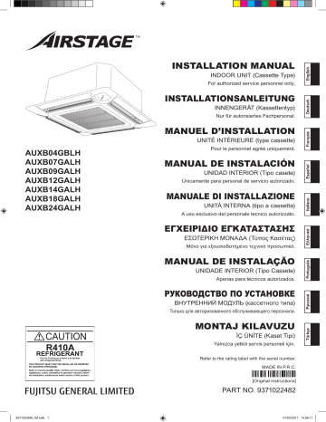 Installation manuel | Fujitsu AUXB04GBLH Guide d'installation | Fixfr