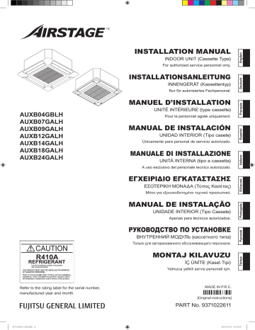 Installation manuel | Fujitsu AUXB04GBLH Guide d'installation | Fixfr