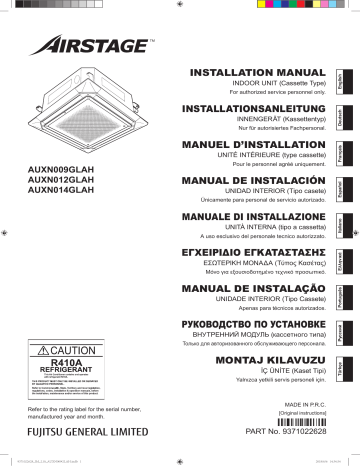 Installation manuel | Fujitsu AUXN009GLAH Guide d'installation | Fixfr