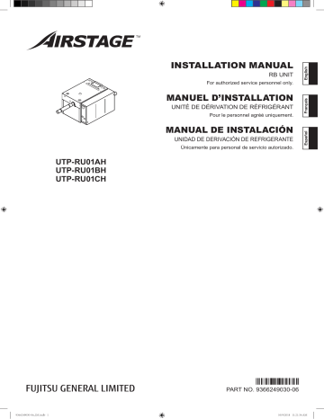 Installation manuel | Fujitsu UTP-RU01AH Guide d'installation | Fixfr