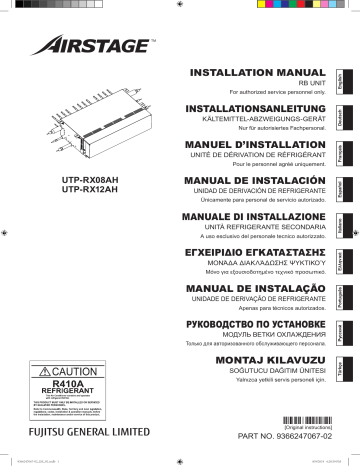 Installation manuel | Fujitsu UTP-RX08AH Guide d'installation | Fixfr