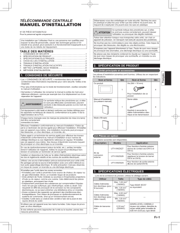 Installation manuel | Fujitsu UTY-DCGGZ1 Guide d'installation | Fixfr