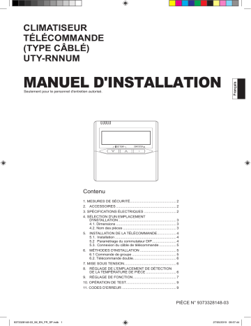 Installation manuel | Fujitsu UTY-RNNUM Guide d'installation | Fixfr