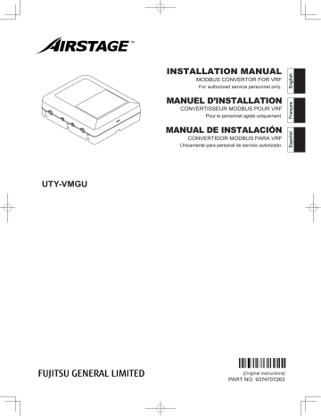 Installation manuel | Fujitsu UTY-VMGU Guide d'installation | Fixfr