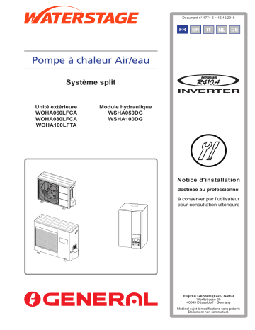 Installation manuel | Fujitsu WSHA050DG/WOHA060LFCA Guide d'installation | Fixfr