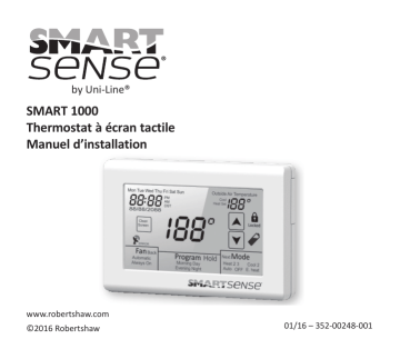 Installation manuel | Robertshaw SmartSense SMART 1000 Touchscreen Thermostat Guide d'installation | Fixfr