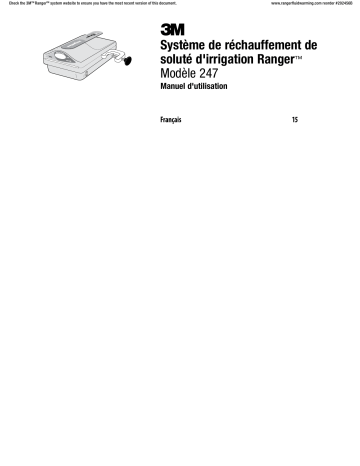 Mode d'emploi | 3M Ranger™ Irrigation Warming Unit 24700, Model 247, 120V-ENG-B Manuel utilisateur | Fixfr
