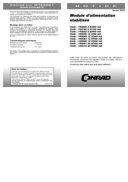 Conrad Components PSU card Component Input voltage (range): 230 V AC (max.) Output voltage (range): 24 V DC (max.) Manuel utilisateur