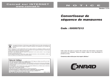 Mode d'emploi | Conrad Components Switch sequence converter 1 pc(s) Schaltfolge-Konverter Manuel utilisateur | Fixfr