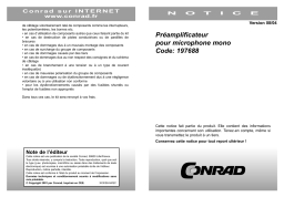 Conrad Components Pre-amp Assembly kit 9 V DC, 12 V DC Manuel utilisateur