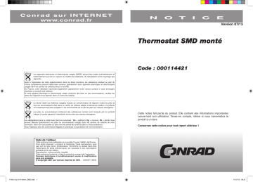 Mode d'emploi | Conrad Components 114421 Temperature switch Component 9 V DC, 12 V DC -10 up to 100 °C Manuel utilisateur | Fixfr
