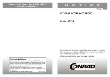 Mode d'emploi | Conrad Components 193135 Clap on clap off Assembly kit 12 V DC Manuel utilisateur | Fixfr
