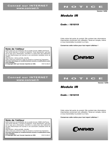 Mode d'emploi | Conrad Components IR-R-36 IR receiver 36 kHz 950 nm Manuel utilisateur | Fixfr