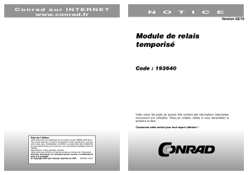 Mode d'emploi | Conrad Components 193640 TDR Component 24 V DC 1 - 40 s Manuel utilisateur | Fixfr