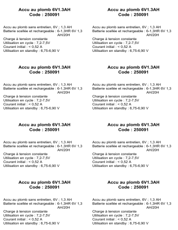 Mode d'emploi | Conrad energy CE6V/1,2Ah 250091 VRLA 6 V 1.2 Ah AGM (W x H x D) 97 x 51 x 25 mm 4.8 mm blade terminal Maintenance-free Manuel utilisateur | Fixfr