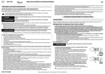 AKT 476/NB | AKT 476/MR | Mode d'emploi | Whirlpool AKT 476/WH Manuel utilisateur | Fixfr