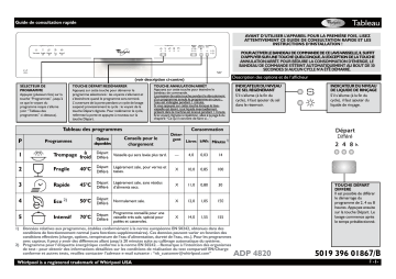 Mode d'emploi | Whirlpool ADP 4820 SL Manuel utilisateur | Fixfr