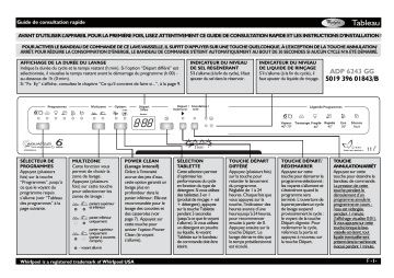 Mode d'emploi | Whirlpool ADP 6243 GG Manuel utilisateur | Fixfr