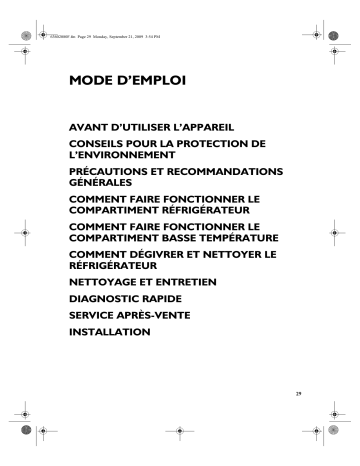 ARC 1090/WH | Mode d'emploi | Whirlpool ARC 1100/WH Manuel utilisateur | Fixfr