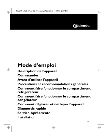 EX 1532/1 CH | KVE 1432/A/BR | KVE 1432/A/BR-LH | Mode d'emploi | Whirlpool KVE 1432/A/BL-LH Manuel utilisateur | Fixfr