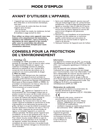 PRB 32I A++ | PRB 271I A+ | PRB 321W A++ | Mode d'emploi | Whirlpool PRB 271W A+ Manuel utilisateur | Fixfr