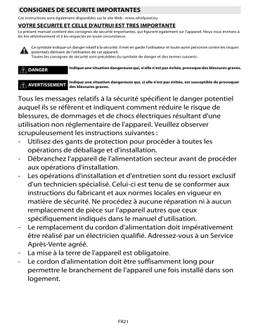 AKZM 771/NB | AKZM 770/NB | Mode d'emploi | Whirlpool AKZM 770/IX Manuel utilisateur | Fixfr