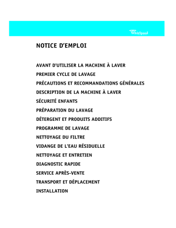 AWM 6123 | AWM 6101 | AWM 6090 | Mode d'emploi | Whirlpool AWM 6103 Manuel utilisateur | Fixfr