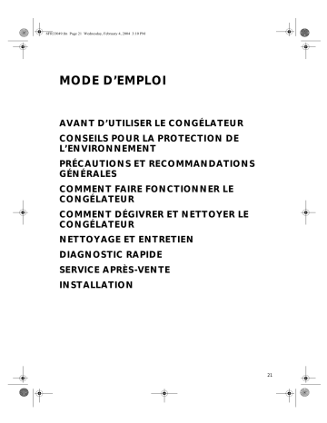 AFG 7080/IX | AFG 7051 | AFG 7030 | AFG 7010 | AFG 7041 | AFG 7091 | AFG 7031 | AFG 7050 | Mode d'emploi | Whirlpool AFG 7040 Manuel utilisateur | Fixfr