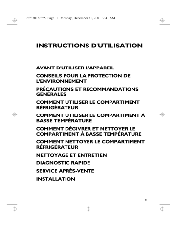 ARC 2810 | ARL 406/G/N RD31BR | RD28/1KT | RD 274 | ARC 3070 | ARC 3060 | RD24 | RD28/1 | Mode d'emploi | Whirlpool RD32/1KT Manuel utilisateur | Fixfr