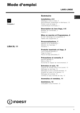 Indesit LISA XL 11 (FR) (TE) Manuel utilisateur