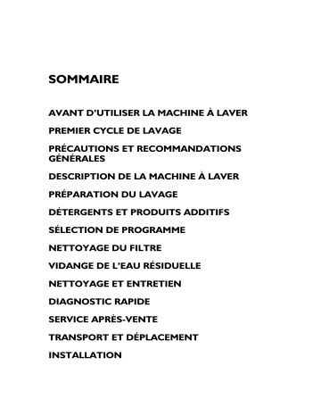 EV 955 | EV 1050 | EV 840 | EV 845 | EV 1044 | EV 9050 | EV 8550 | EV 855 | EV 950 | Mode d'emploi | Whirlpool EV 944 Manuel utilisateur | Fixfr