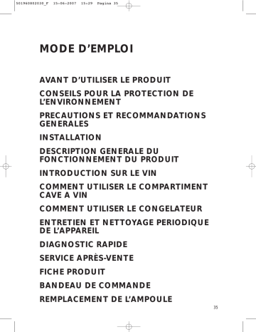 ART 490 | Mode d'emploi | Whirlpool KGIW 3600/A-LH Manuel utilisateur | Fixfr