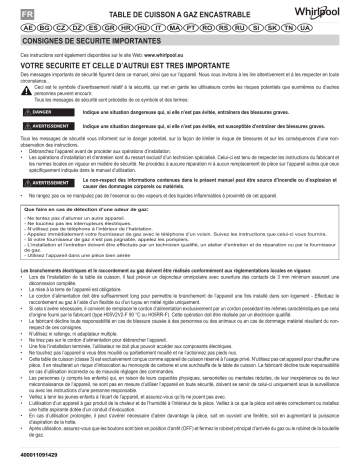 GOA 9523/NB | Mode d'emploi | Whirlpool GOA 9523/WH Manuel utilisateur | Fixfr