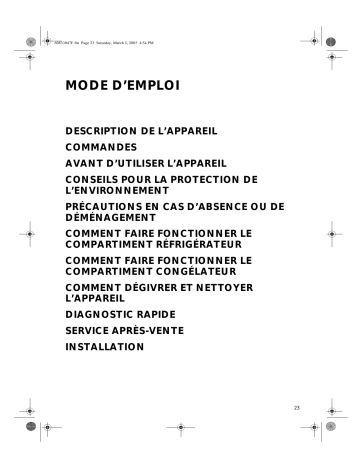 ARG 909/4 | EN5412A/E03 | FR220A | CBI 603 W | ARG 962/3/A | Mode d'emploi | Whirlpool ARG 963/3/A Manuel utilisateur | Fixfr