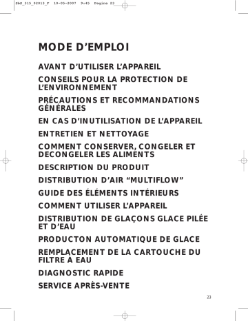 Mode d'emploi | Whirlpool 20RA-D3 SF Manuel utilisateur | Fixfr