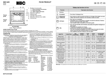 KEO 603 BL | Mode d'emploi | Whirlpool KEO 603 IX Manuel utilisateur | Fixfr