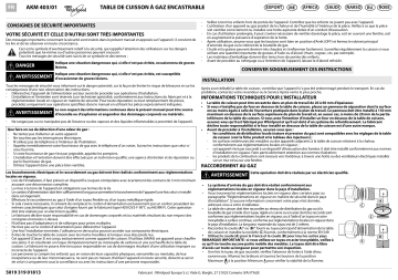 Mode d'emploi | Whirlpool AKM 403/NB/01 Manuel utilisateur | Fixfr